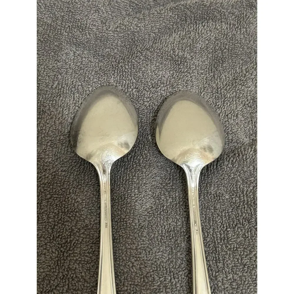 Antique 1914 WM Rogers Silverplate Serving Spoons Vintage Floral Design Silver